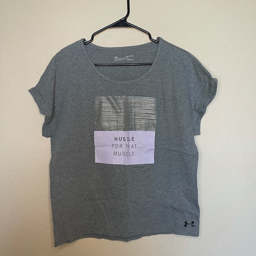 Under Armour T-Shirt - Women's Medium - "Hustle For That Muscle"